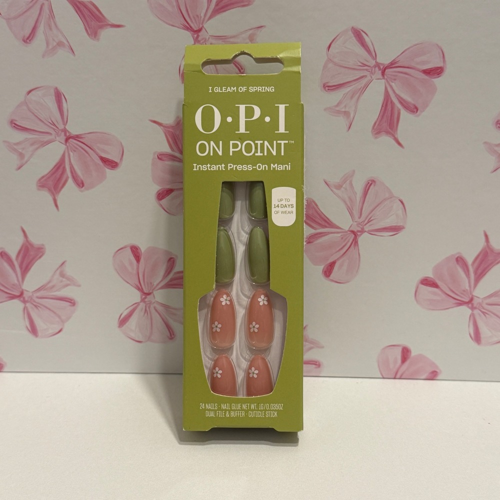 OPI On Point Instant‎ Press-On Mani I Gleam of Spring Floral Almond Nails 24ct